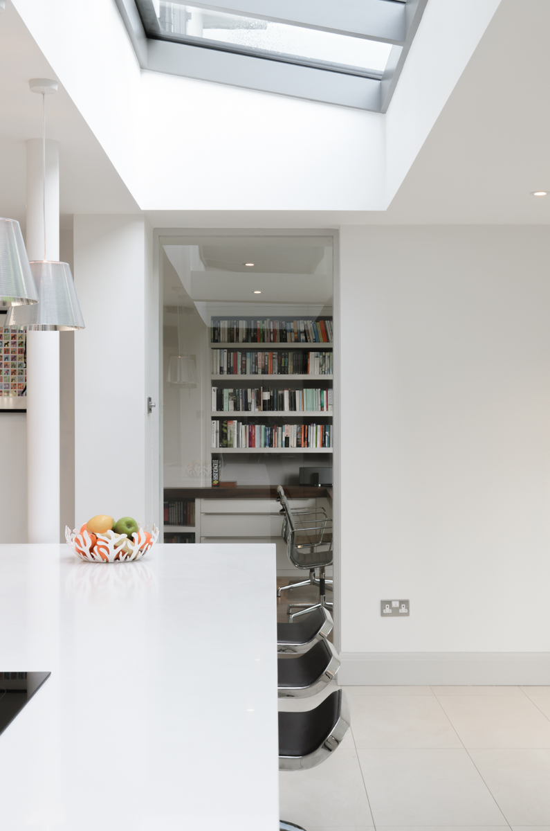 Top lit kitchen island with stools