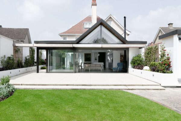 Modern pitched roof glazed extension