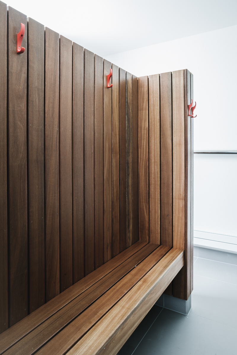 Timber lined spa changing room