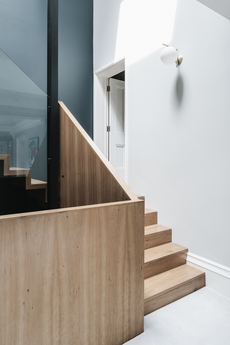 Solid modern timber stair balustrading