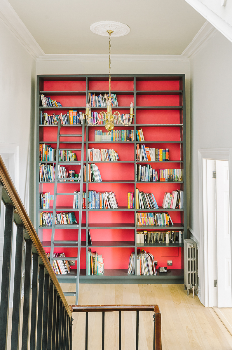 Full height bookcase in hallway