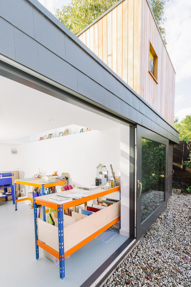 Timber and tile clad garden studio