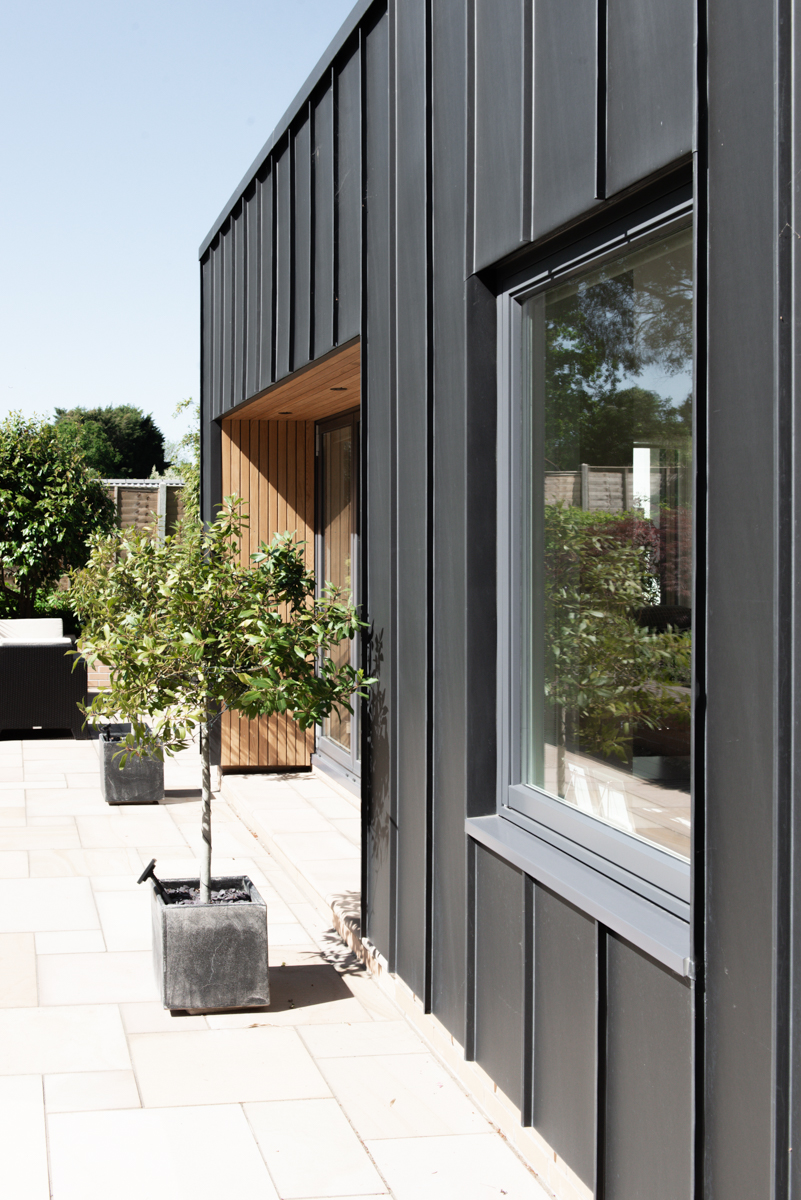 Black zinc and timber cladding extension