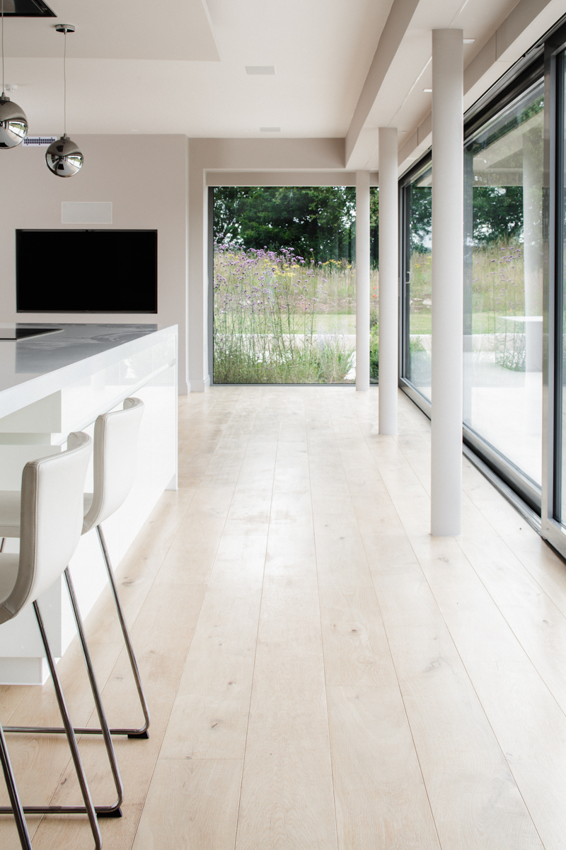 Kitchen with fully glazed wall