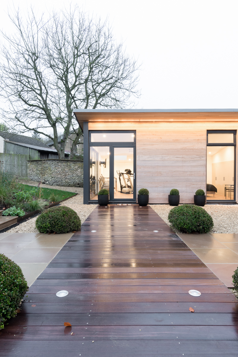 Timber clad gym outbuilding