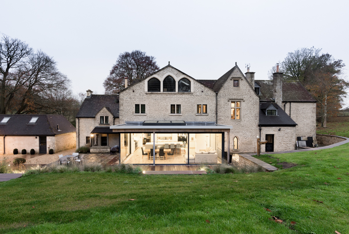 Modern glass extension to period property