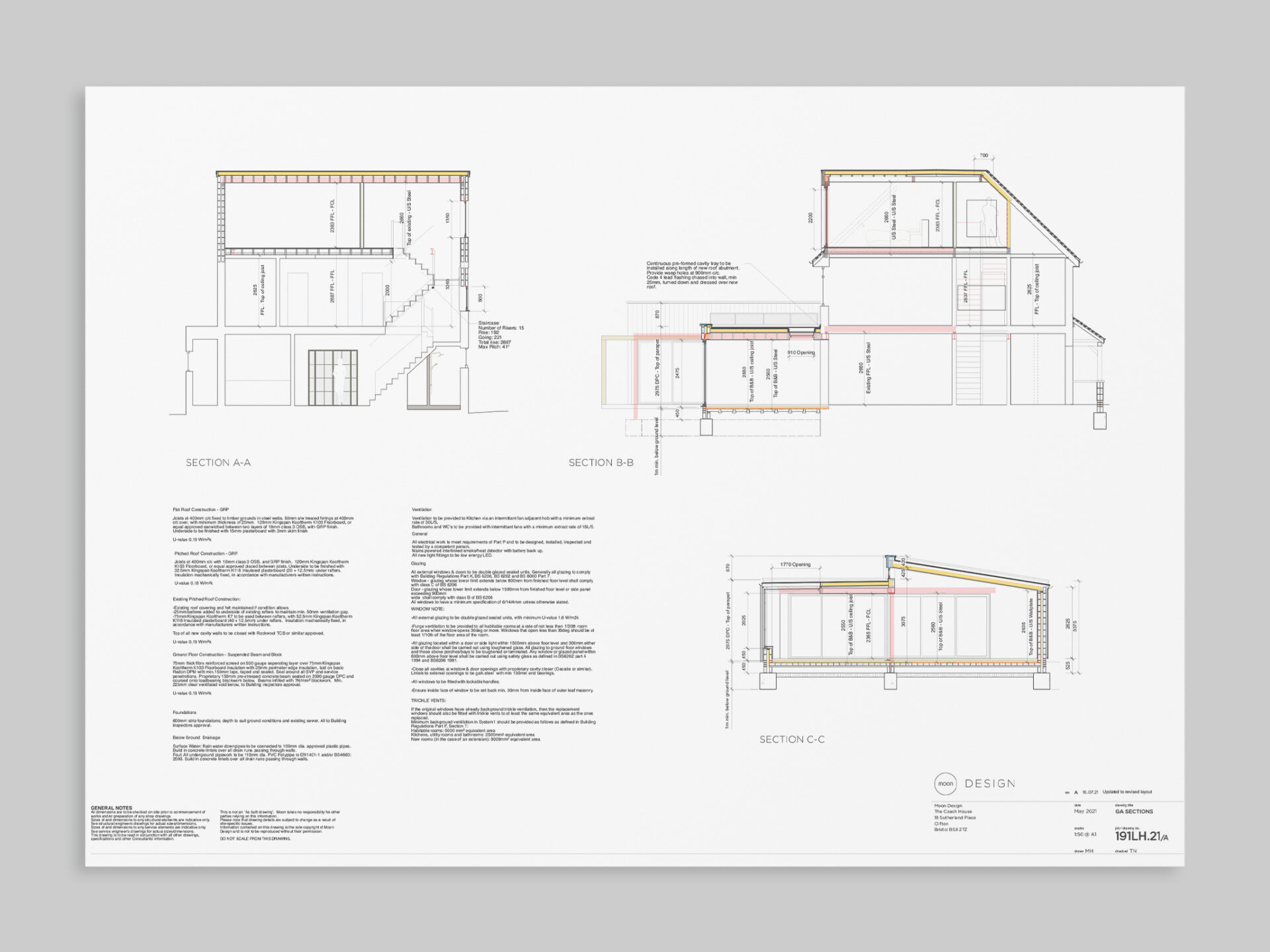 Building regulations section drawings