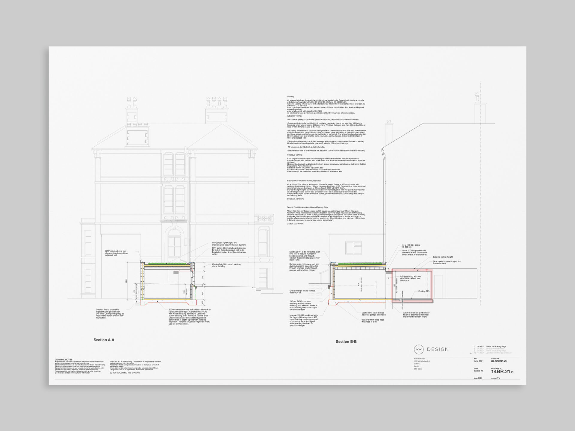 Building regulations section drawings