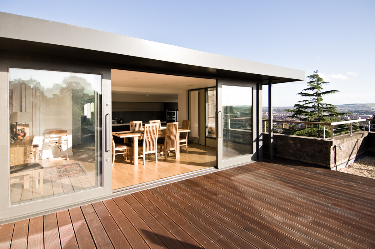 Modern terrace with city views