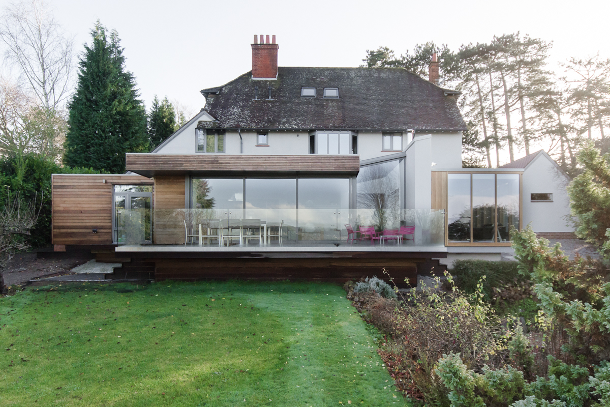 Rear timber extension with raised terrace