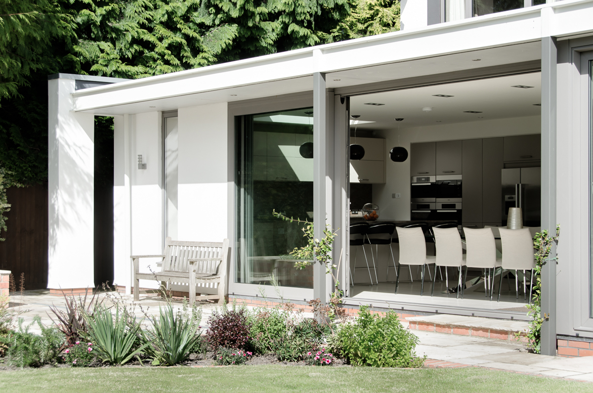 Modern white extension with large overhang