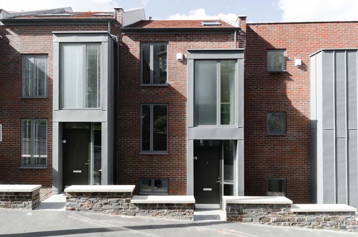 Street elevation of brick and zinc terraced houses