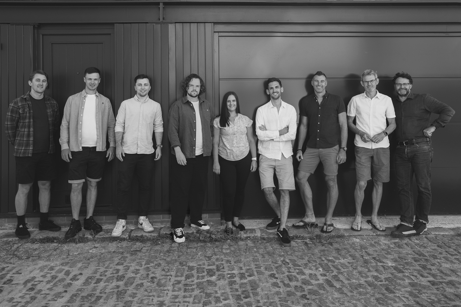 black and white team photo